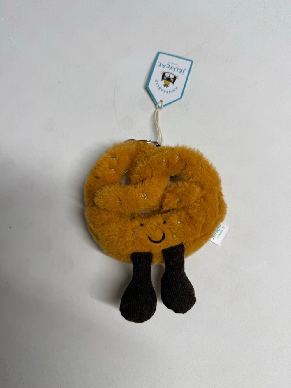 Jellycat Amuseable Pretzel Bag Charm Plush Keychain Cute Soft Toy NWT